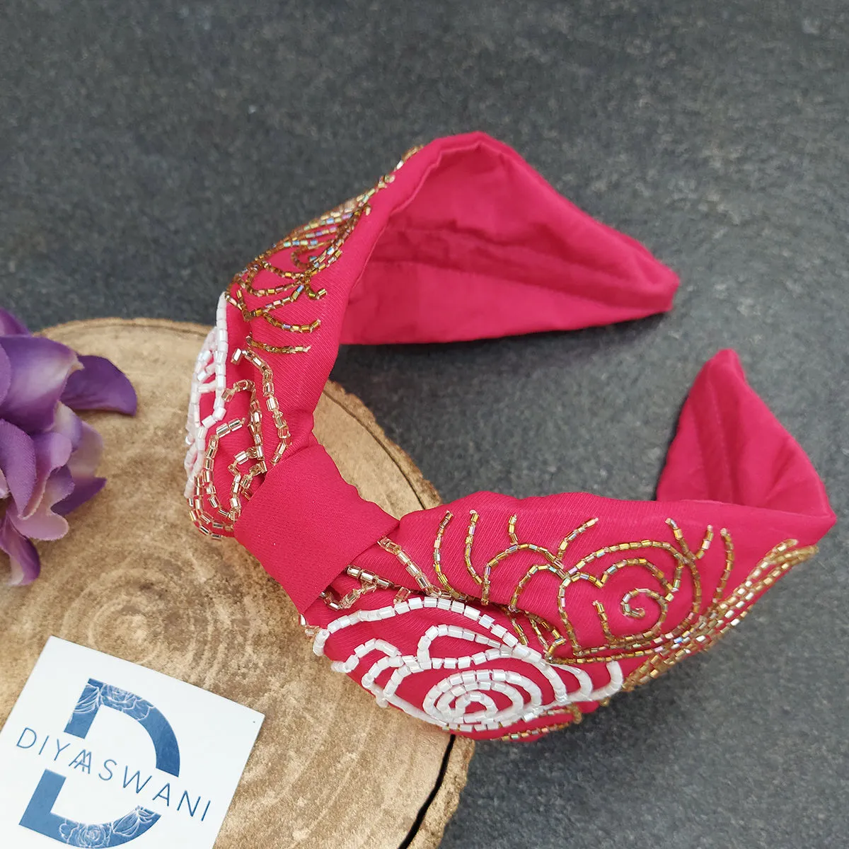 Diya Aswani Rosette in Fuchsia Hairband cum Bandana