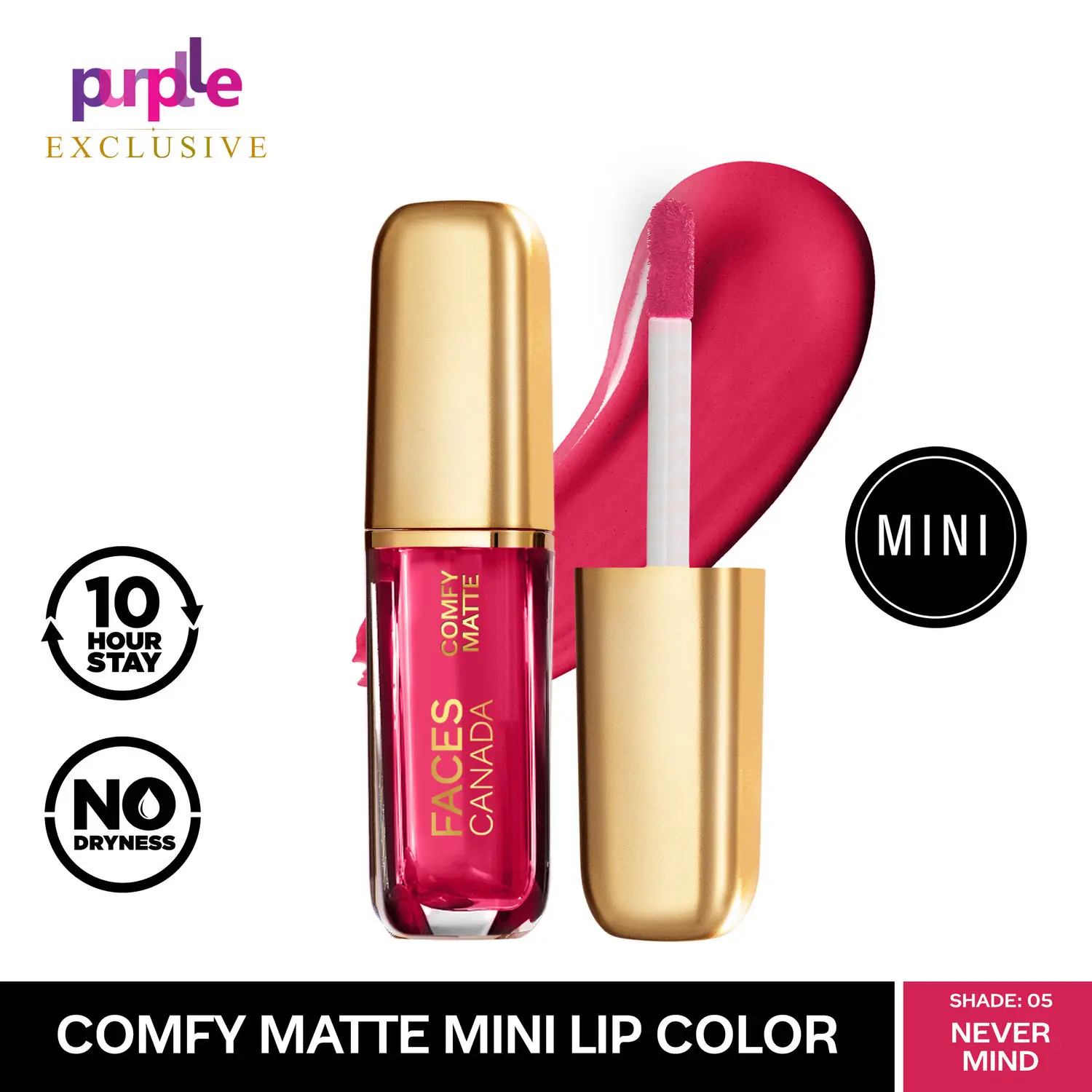 Faces Canada Comfy Matte Mini Lip Color | Comfortable 10 Hours Longstay | Matte Finish | With Natural Oils | Never Mind 05 (1.2 ml) - Exclusively Only On Purplle