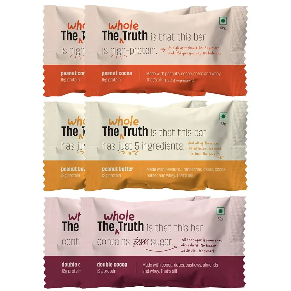 The Whole Truth Protein Bars,  6 bar(s)  Peanut Heavy