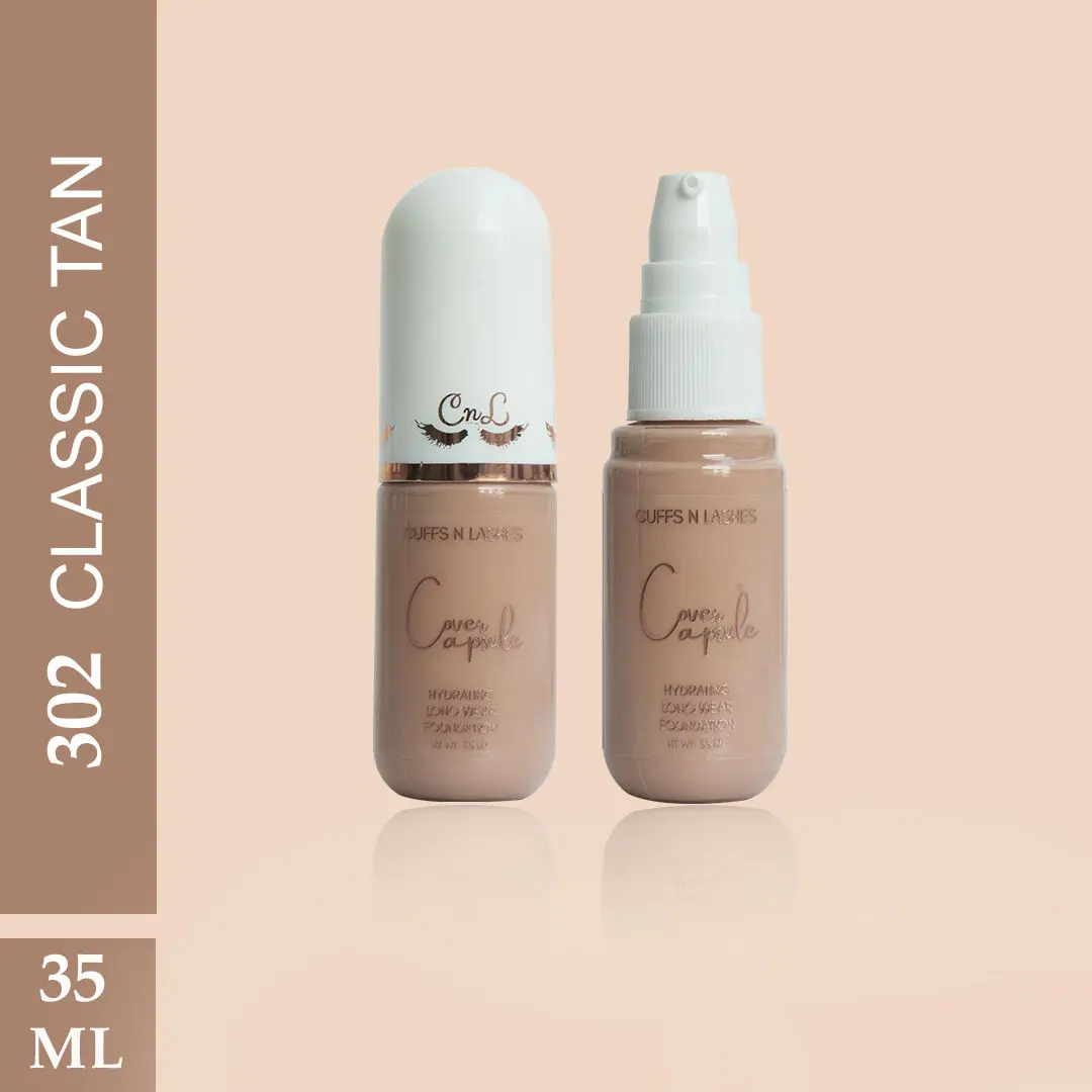 Cuffs N Lashes Cover Capsule Hydrating Foundation, Classic Tan 302