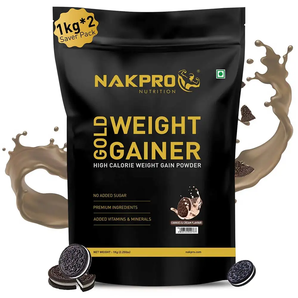 Nakpro Gold Weight Gainer,  2.2 lb  Cookies & Cream (Pack of 2)