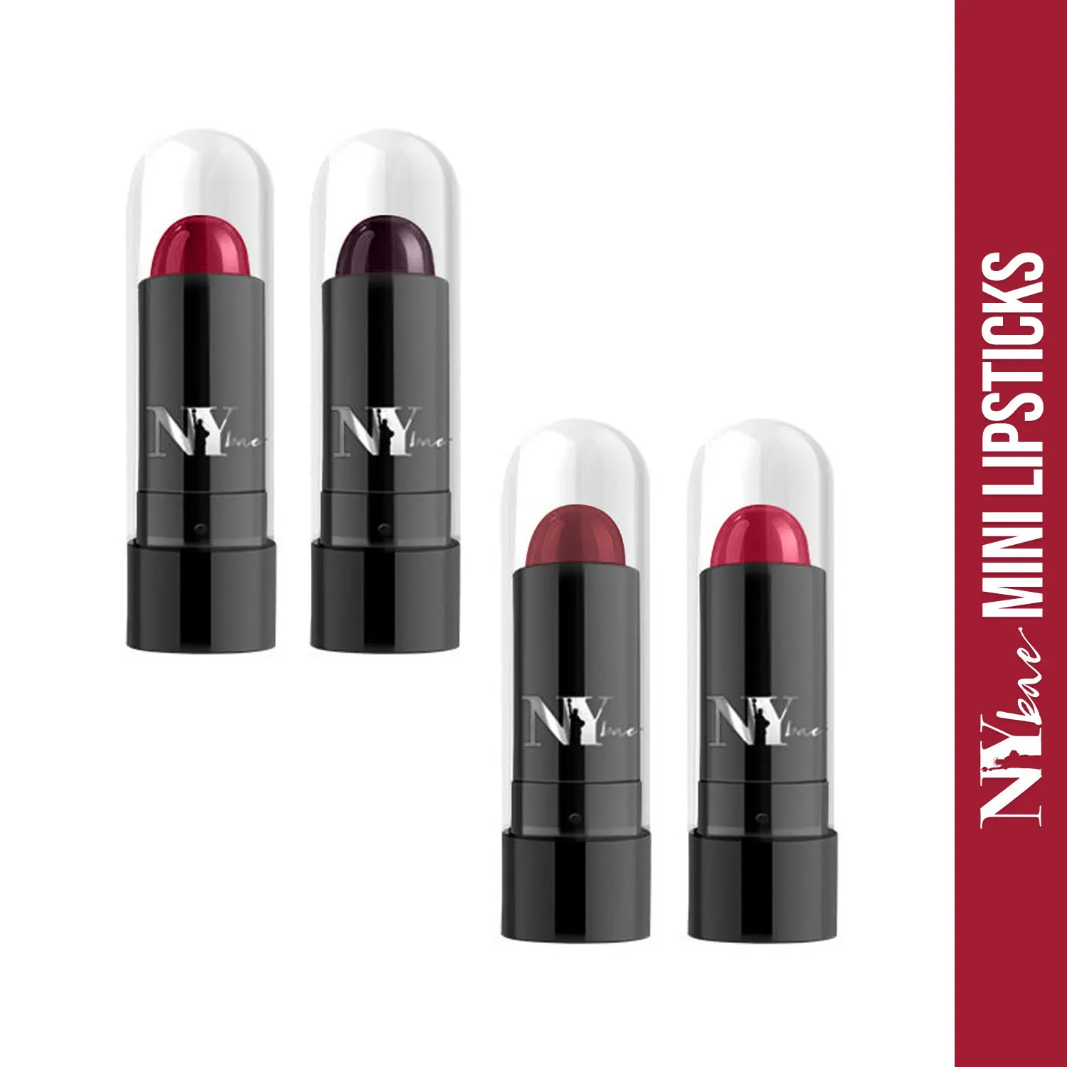 NY Bae Argan Oil Infused Mini Lipstick, Runway, For Fair Skin - Haute Beauty, Set of 4 Mini Lipsticks, Kit 4 (1.4 g X 4)