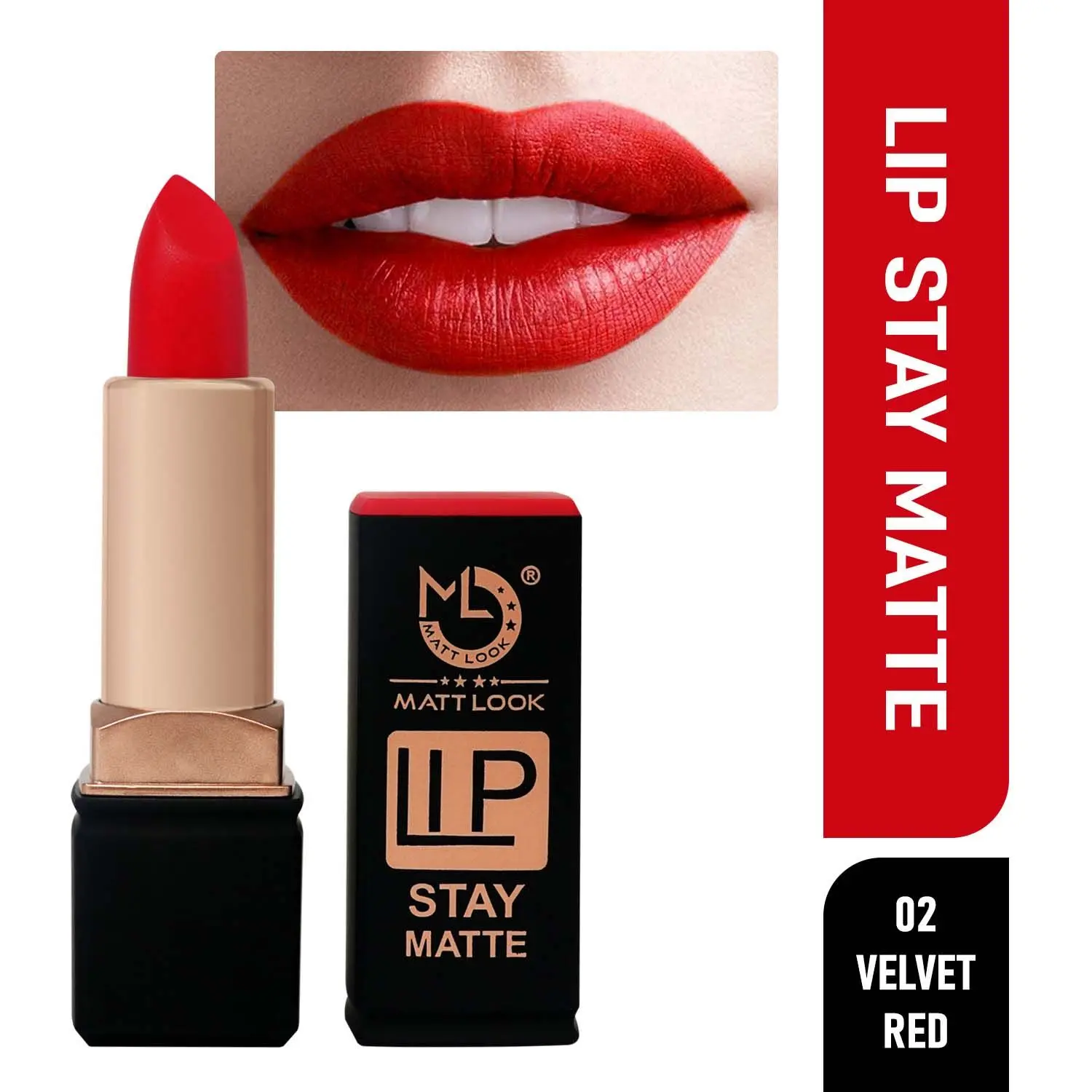 Mattlook Stay Matte Lipstick, Velvet-Red (3.5gm)