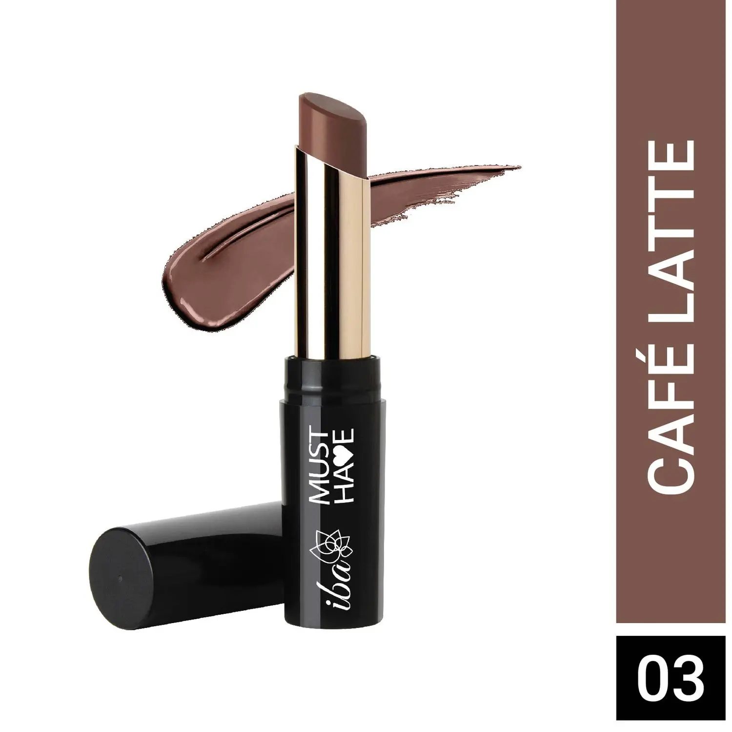 Iba Must Have Transfer Proof Ultra Matte Lipstick Shade 03 Cafe Latte, 3.2g | Enriched with Vitamin E and Cocoa Butter | Highly Pigmented and Long Lasting Matte Finish | Waterproof | 100% Vegan