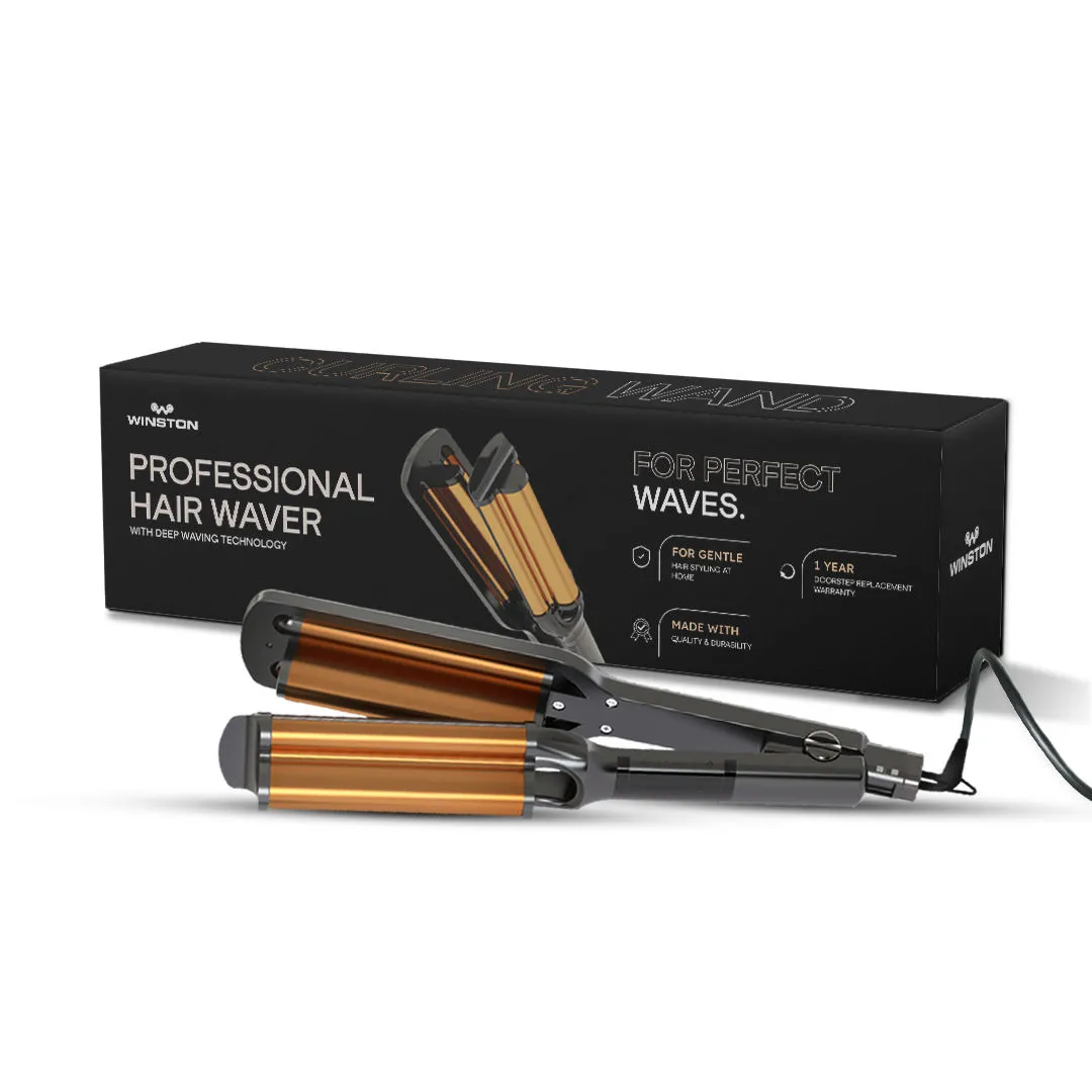 Winston Tourmaline Hair Waver Women 3 Barrel Deep Waving Machine Hair Styler (80 Watt Black Copper)