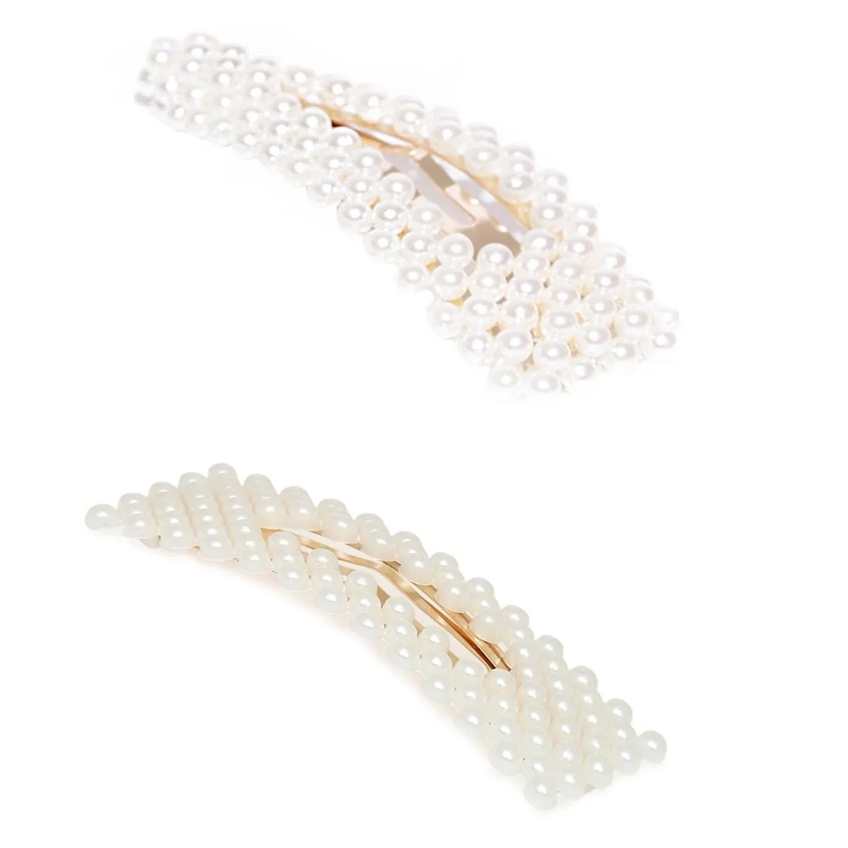 OOMPH Combo Of 2 Pearl Geometric Hair Pins / Hair Clips / Hair Clamps