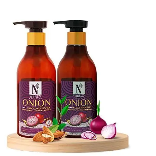 NutriGlow NATURAL'S Combo of 2 Onion Hair Shampoo & Hair Conditioner For Deep Conditioning, 300 ml each