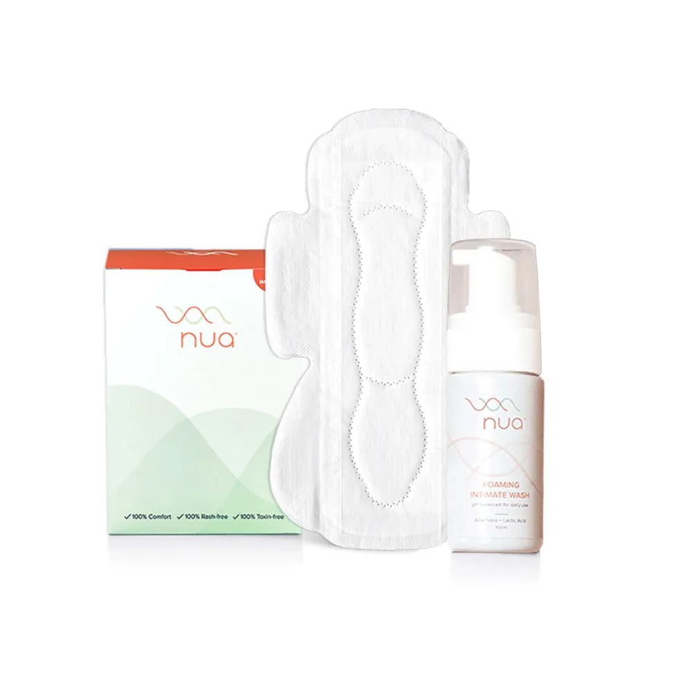 Nua Period Combo - Ultra Thin Sanitary Pads (3 Xl, 5l, 4r) + Intimate Wash (100ml)