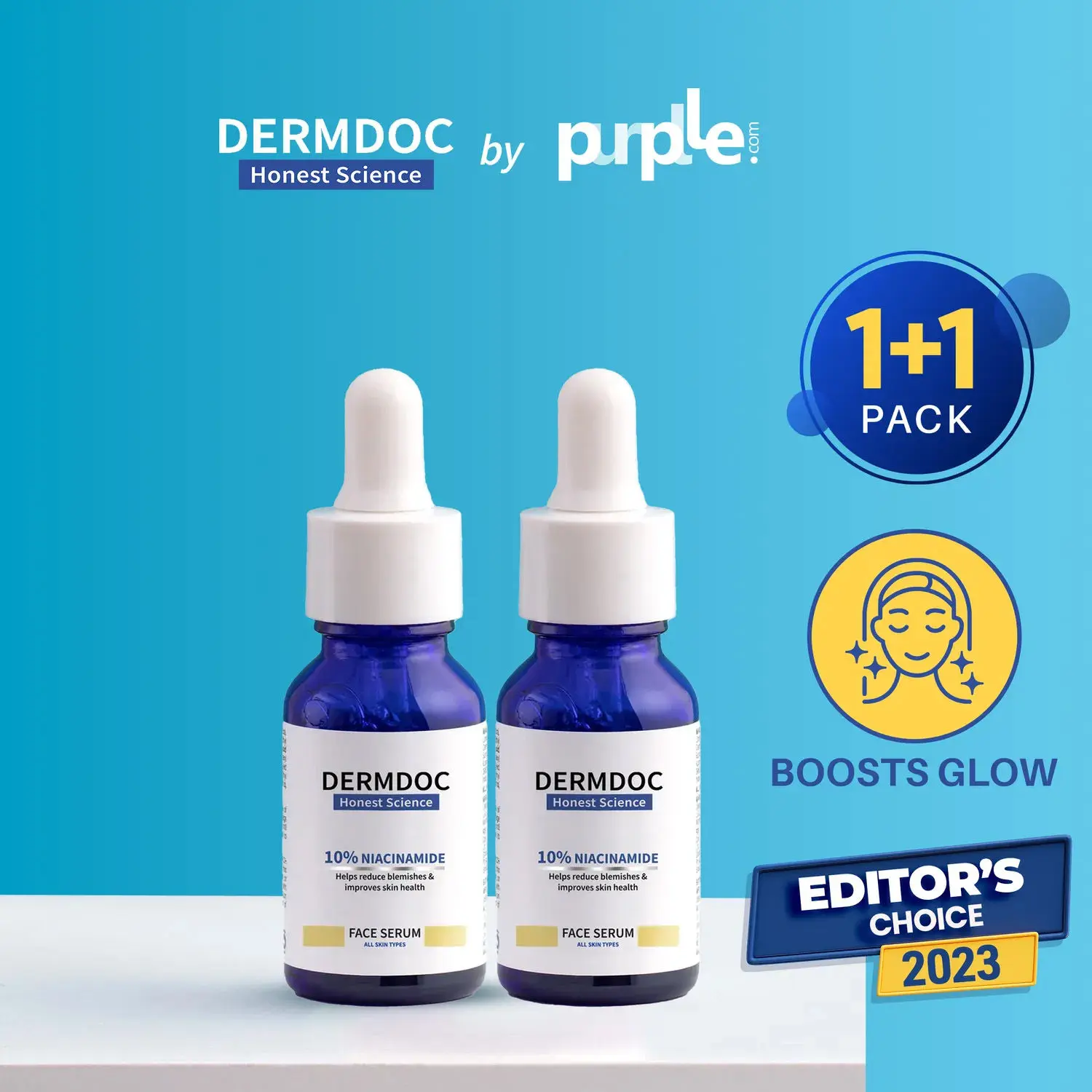 DERMDOC by Purplle Combo Kit of 10% Niacinamide Face Serum (15ml) Pack of 2 | skin radiance face serum | niacinamide serum | niacinamide for face | niacinamide serum for oily skin | skin brightening serum