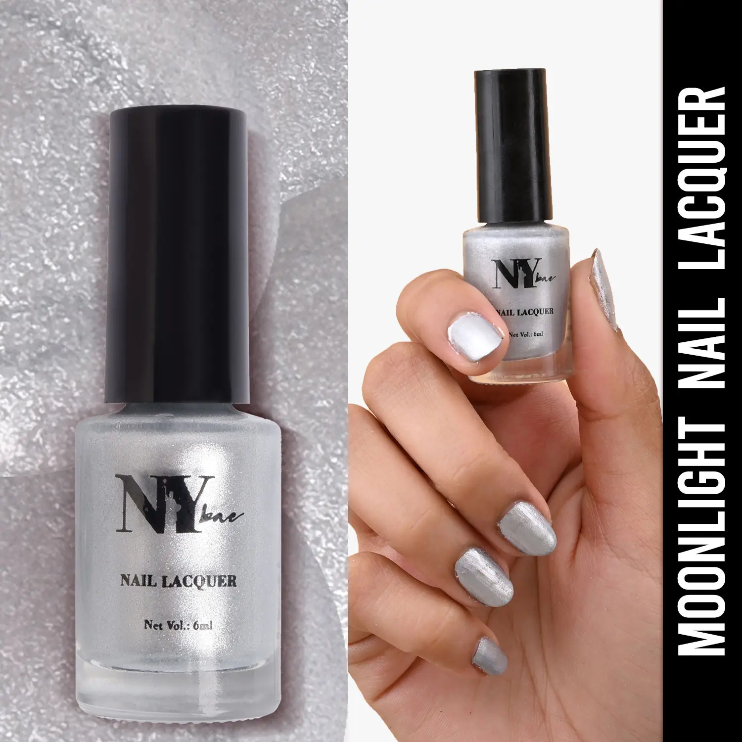 NY Bae Nail Lacquer, Glitter | Shimmer Paint | Chip Resistant Polish | Highly Pigmented - City Hall Moonlight 11 (6 ml)