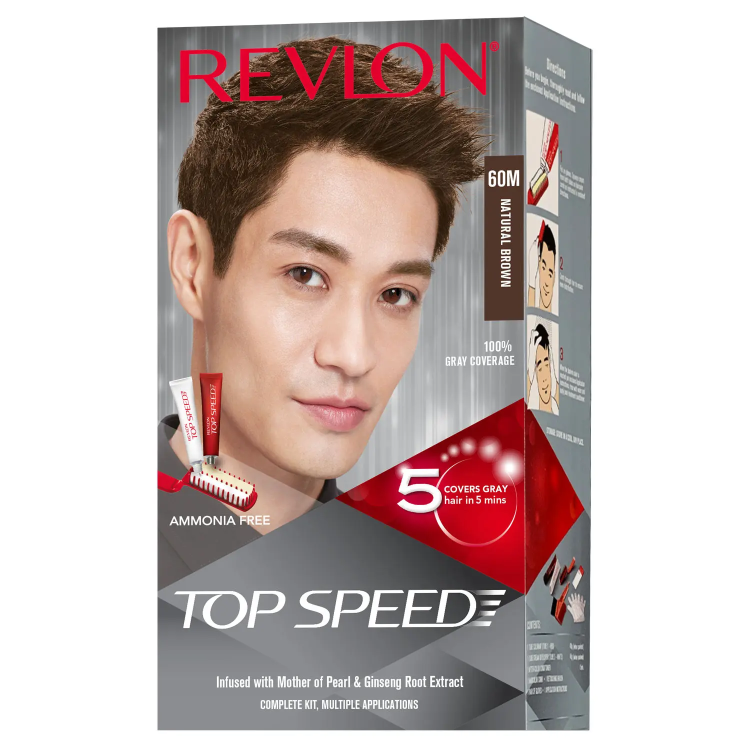 Revlon Top Speed Hair Color Man-Natural Brown 60M