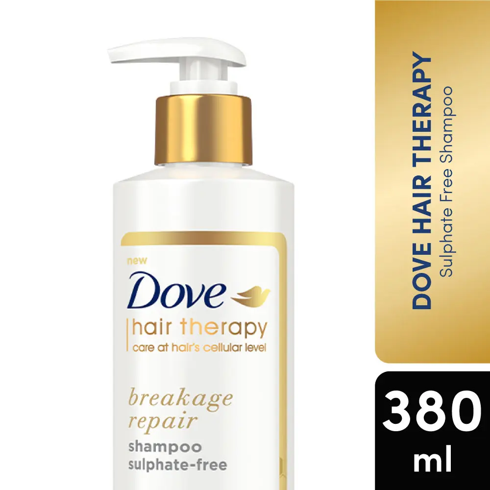 Dove Hair Therapy Breakage Repair Sulphate-Free Shampoo, No Parabens & No Dyes, With Nutri-Lock Serum to Reduce Hair Fall for Thicker Looking Hair, 380 ml