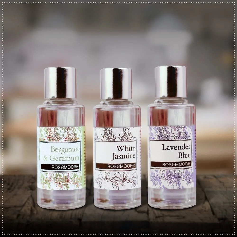 Rosemoore Aroma Diffuser Oil Pack Of 3 Vanilla & Creme White Jasmine Crystal Rose