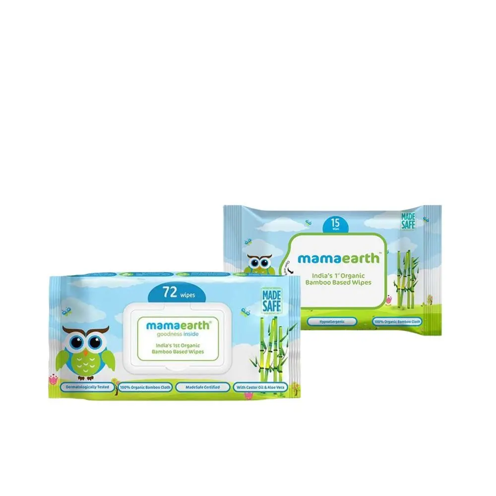 Mamaearth Organic Bamboo Based Baby Wipes And Travel Pack 