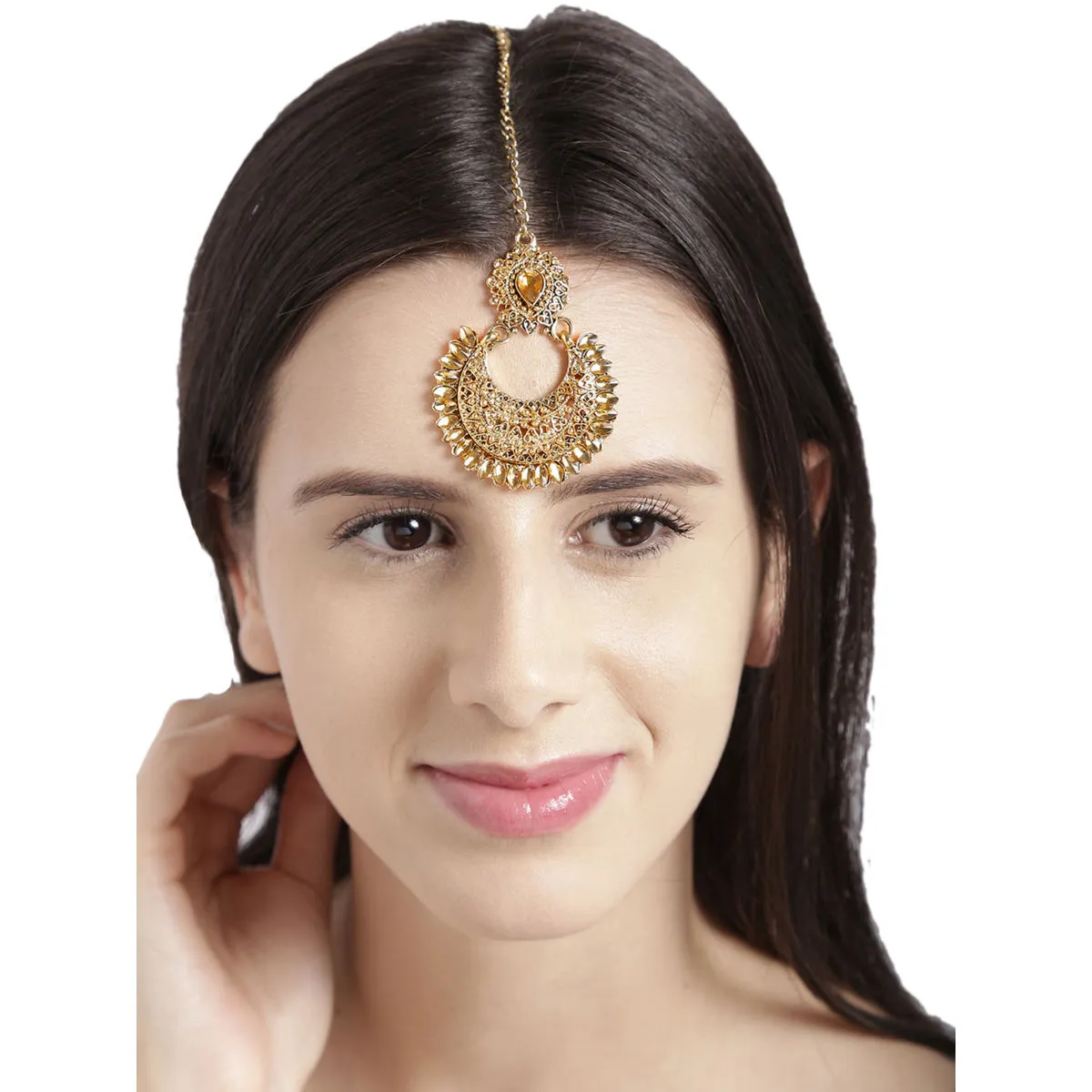 Zaveri Pearls Antique Gold Tone Traditional Wedding Collection Maang Tikka - ZPFK6082