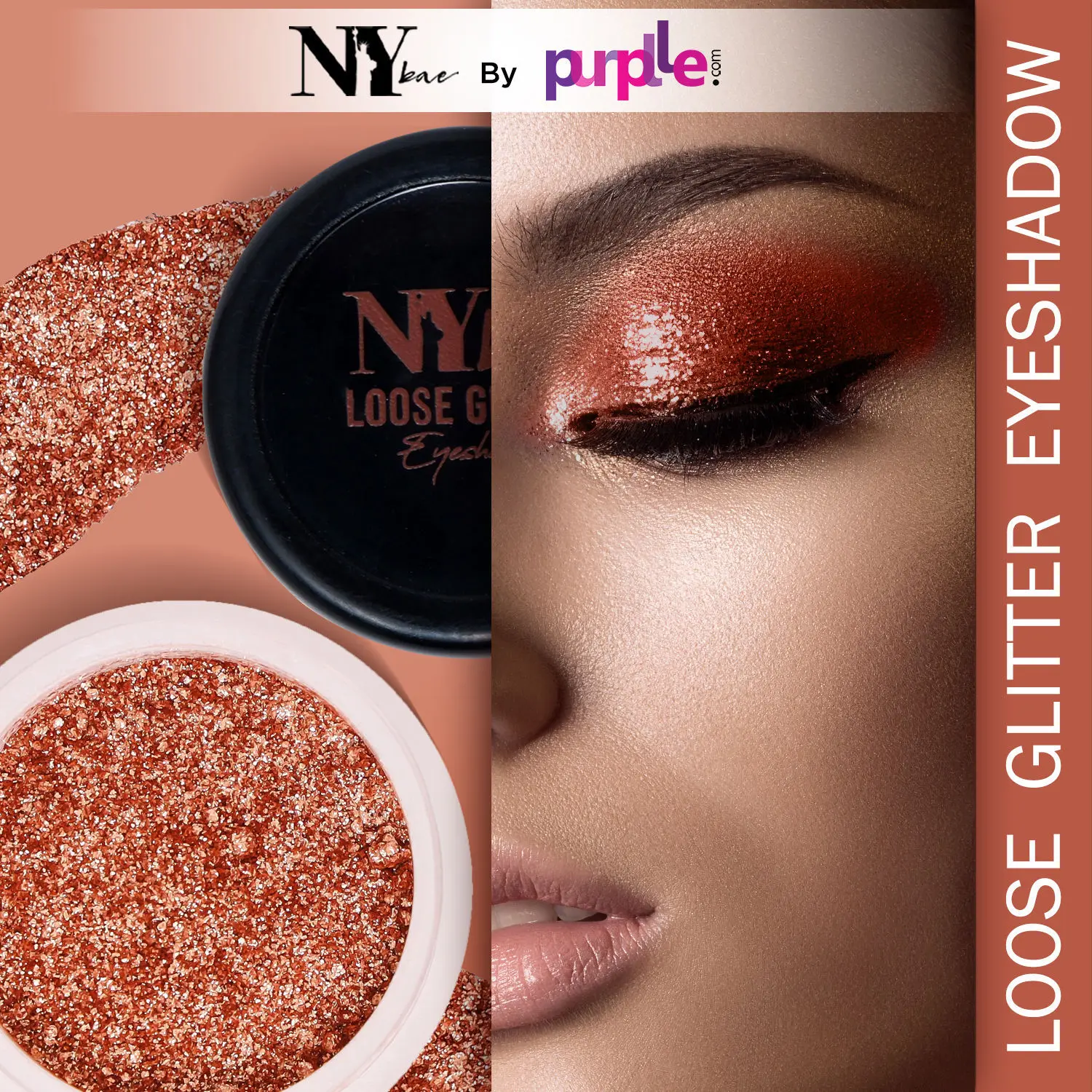 NY Bae Loose Glitter Eyeshadow - Simply Bronze 04 (2 g) | Loaded With Oils & Fruit Extract | Rich Colour | Long lasting | Easy To Use | Cruelty Free