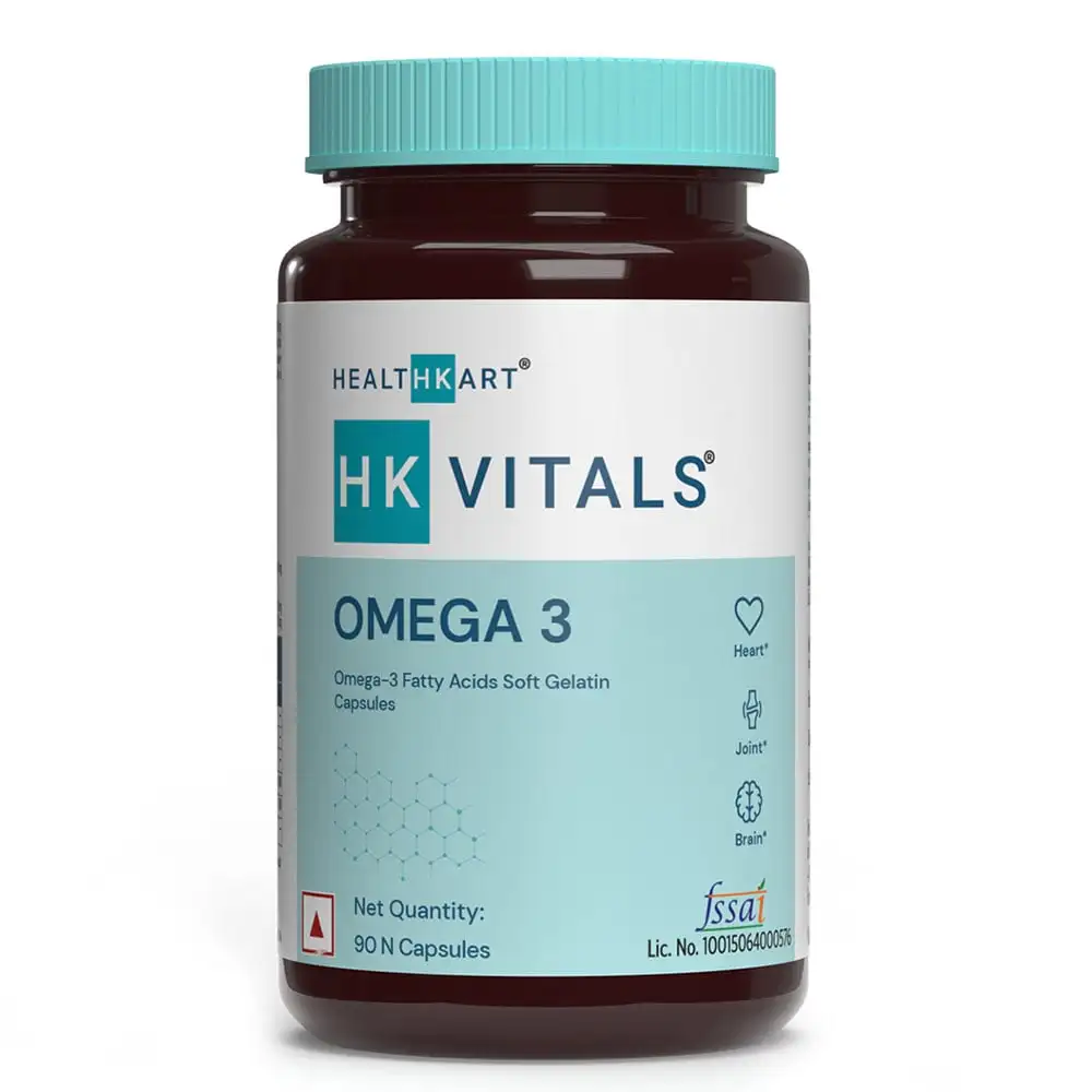 Healt HK Vitals Omega 3 1000mg with 180mg EPA and 120mg DHA,  90 capsules