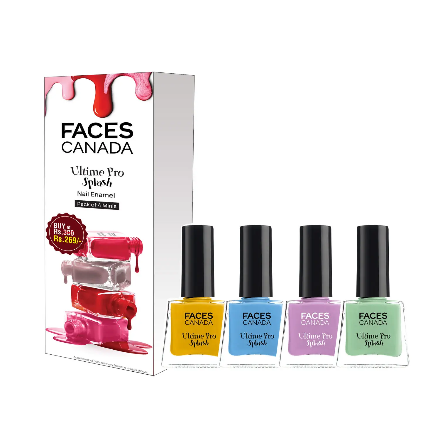 FACES CANADA Ultime Pro Splash Mini Nail Enamel I Linty + Viola + Frozen + Sunny Side Up I 20 ml