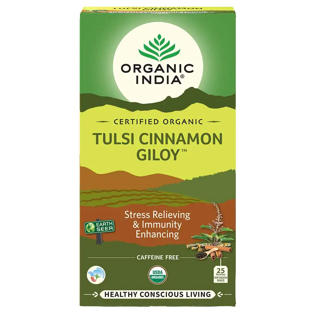 Organic India Tulsi Cinnamon Giloy,  Unflavoured  25 Piece(s)/Pack