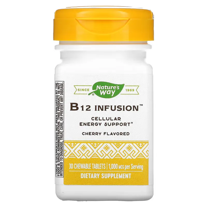 B12 Infusion, Cherry, 1,000 mcg, 30 Chewable Tablets