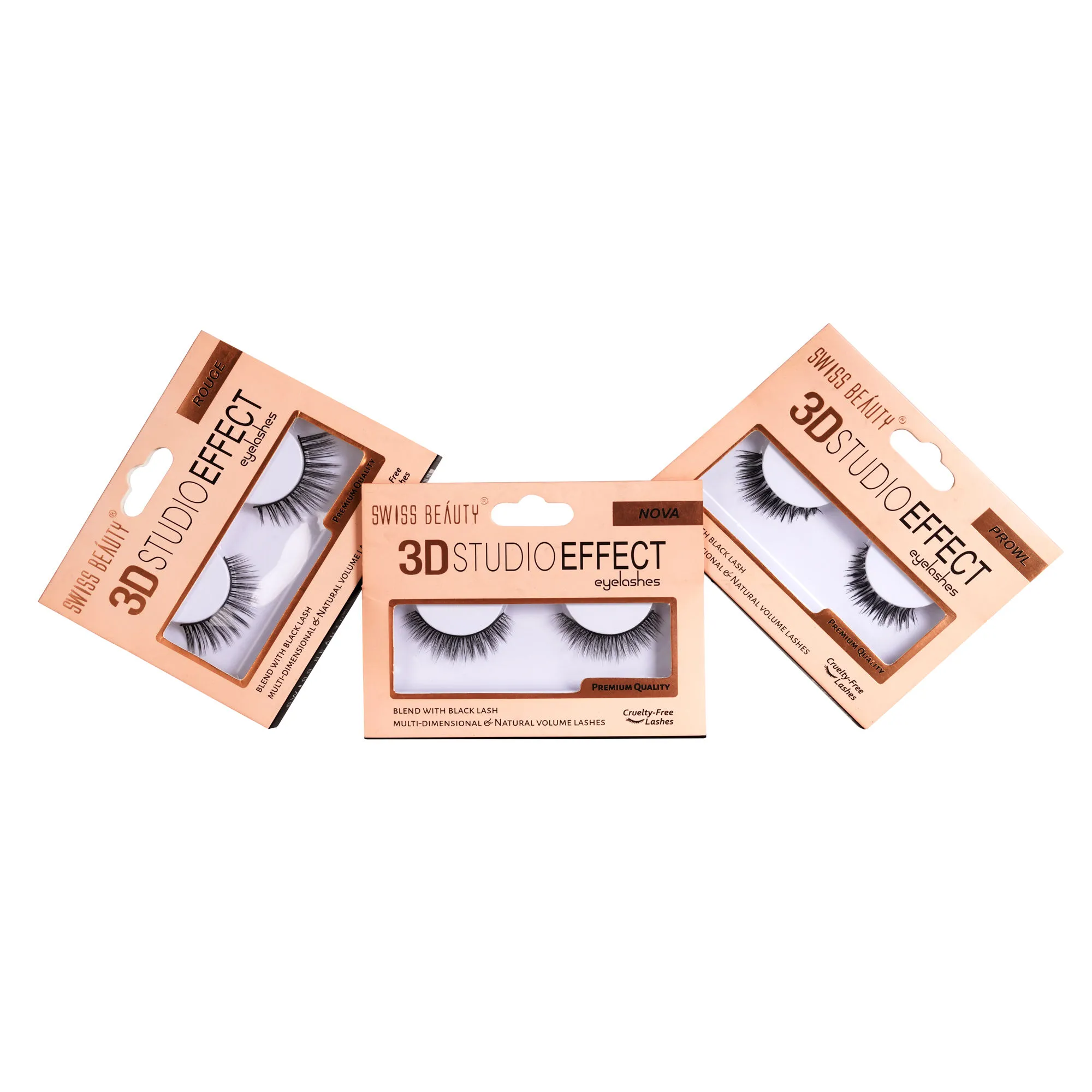 Swiss Beauty 3D Studio Effect Eyelashes - Set Of 3