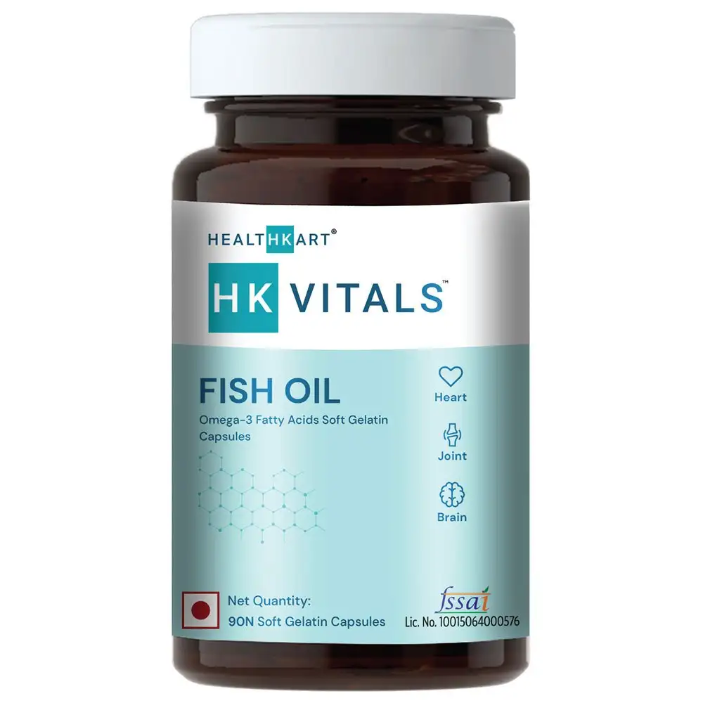 Healt HK Vitals Fish Oil 1000mg with 180mg EPA and 120mg DHA,  90 capsules