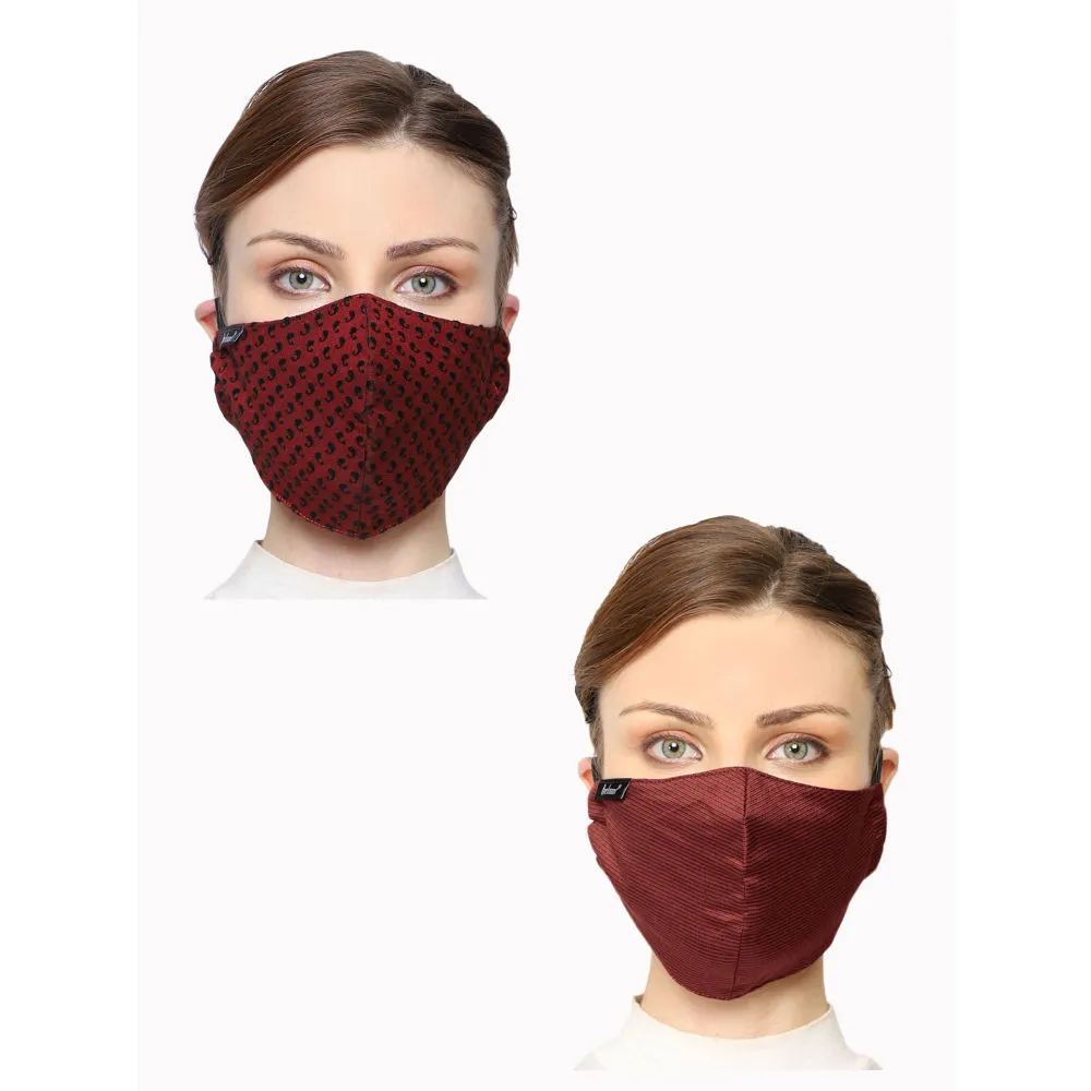 Anekaant Pack Of 2 Multicolor 3-Ply Reusable Poly Silk Fabric Fashion Mask