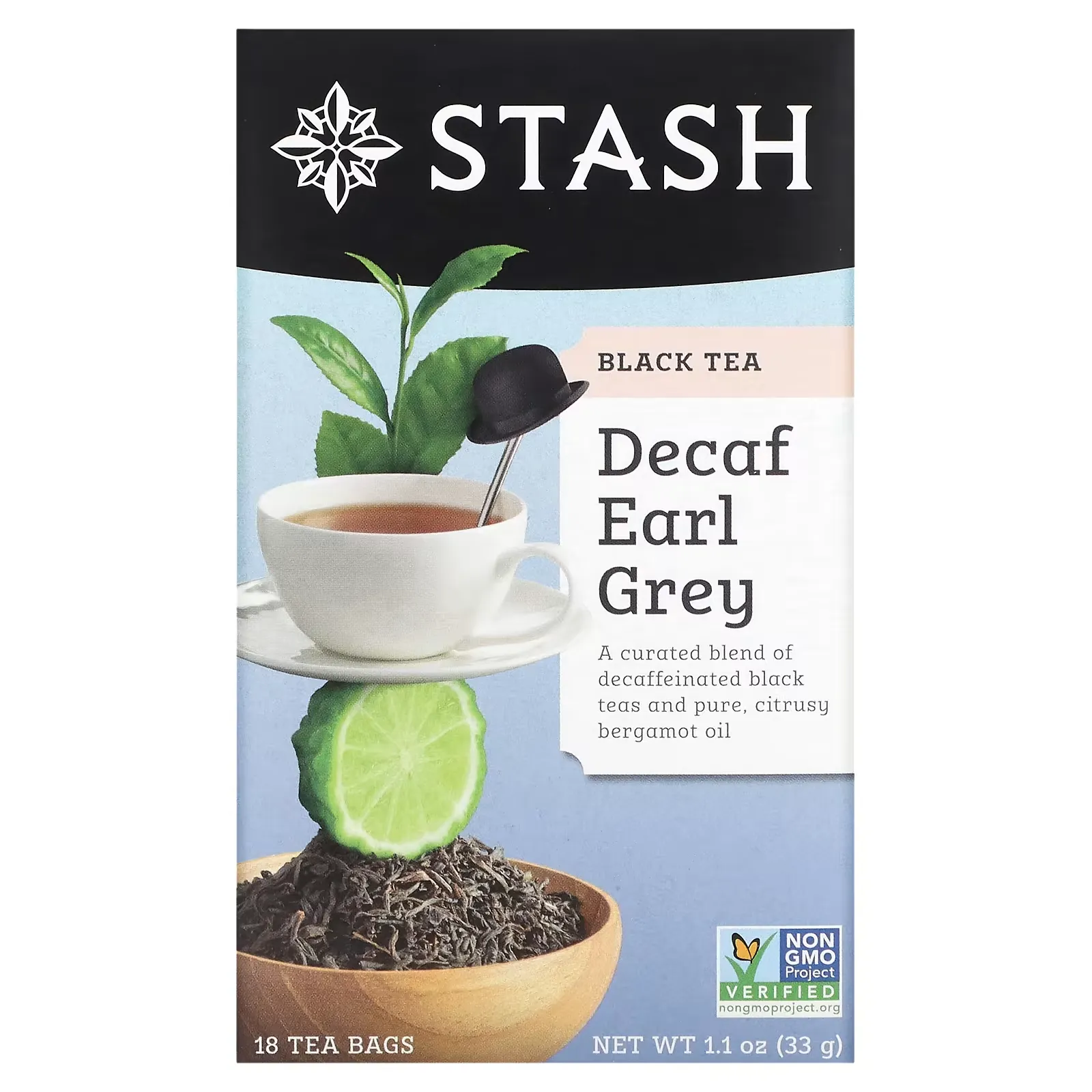 Black Tea, Decaf Earl Grey, 18 Tea Bags, 1.1 oz (33 g)