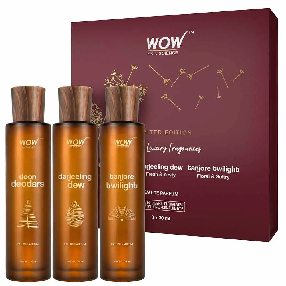 WOW Skin Science Eau De Parfum,  3 Piece(s)/Pack  Doon Deodars, Darjeeling Dew, & Tanjore Twilight