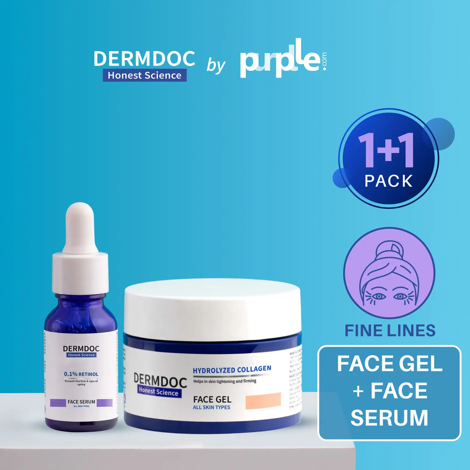 DERMDOC Combo Kit for Wrinkle Care | collagen face gel | gentle retinol serum | serum for wrinkles anti ageing treatment | skin tightening gel | retinol for all skin types