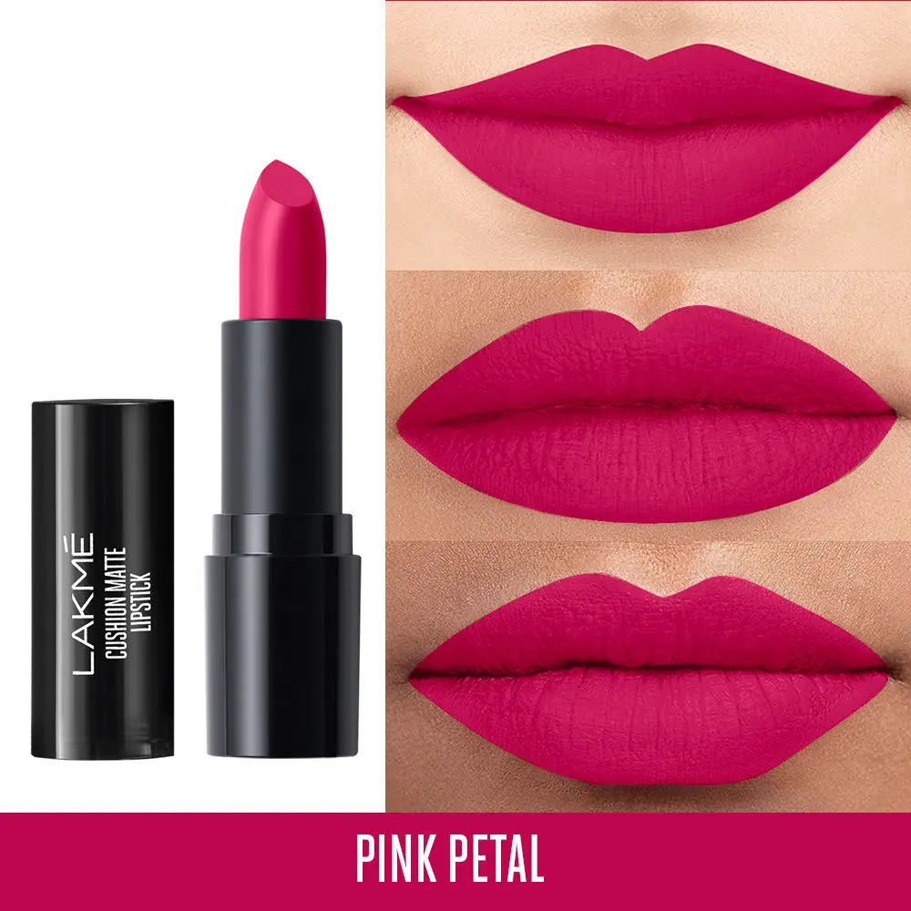 Lakme Cushion Matte Lipstick, Pink Petal, 4.5g