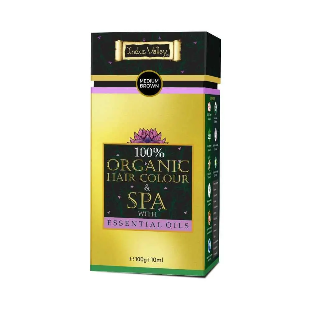 Indus Valley 100% Oragnic hair colour & spa with essential oil-Medium Brown