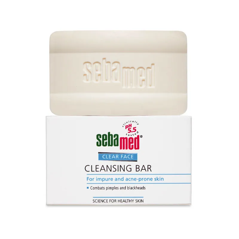 Sebamed Clear Face Cleansing Bar, PH 5.5, Reduces Pimples & Blackheads, Vitamin E