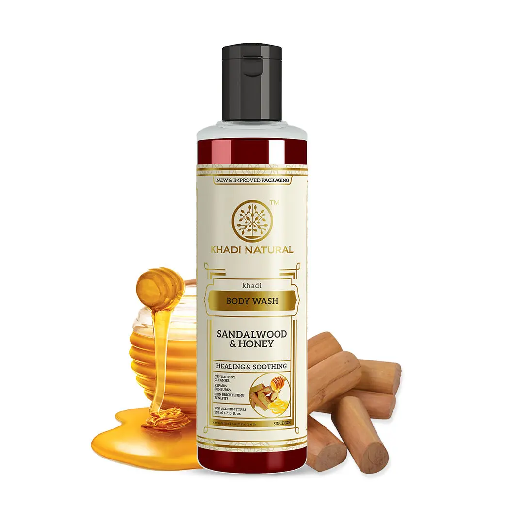 Khadi Natural Sandalwood & Honey Body Wash| Removes Dirt, Oil & Grime - (210ml)