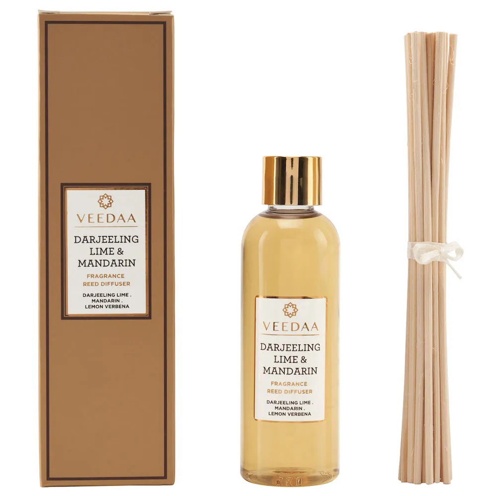 Veedaa Candles Darjeeling Lime & Mandarin Diffuser Oil Refill & Reeds Set