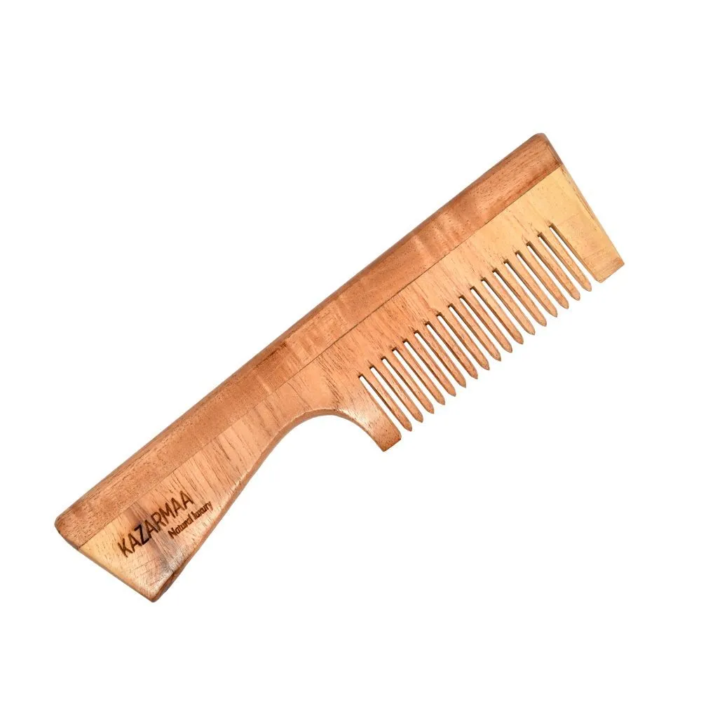 Kazarmaa Pure Organic 100% Natural Neem Wood Comb Brown