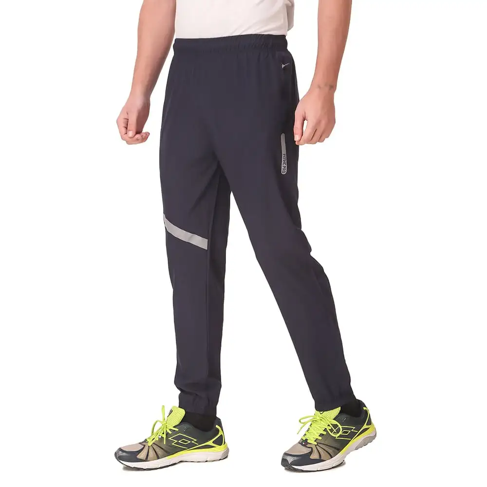 Fitinc NS Polycotton Lycra Jogger with Both Side Zip Pockets,  Navy Blue  Small