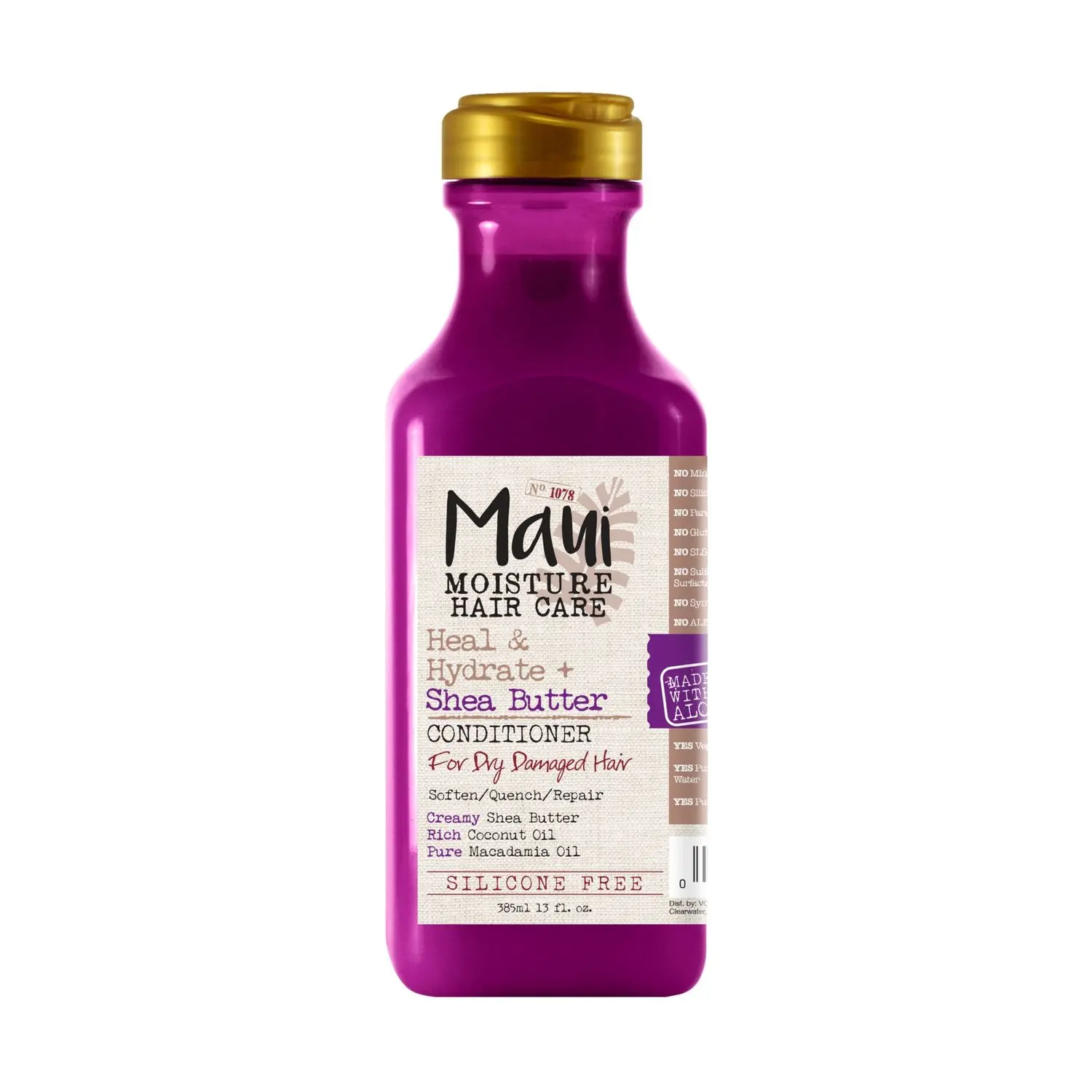 Maui Moisture Heal & Hydrate + Shea Butter Conditioner to Repair & Deeply Moisturize Tight Curly Hair with Coconut & Macademia Oils, Vegan, Silicone, Paraben & Sulfate-Free, 385ml