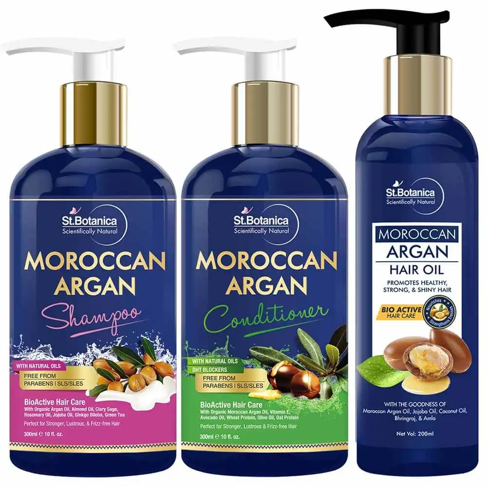 St.Botanica Argan Hair Combo,  3 Piece(s)/Pack  Moroccan Argan Shampoo + Argan Conditioner + Argan Hair Growth Oil