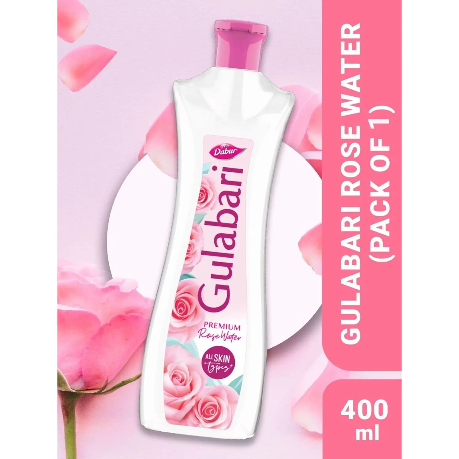 Dabur Gulabari Premium Rose Water - 400ml | With No Paraben | Cleanses, Hydrates & Moisturises Skin | Balances & Restores Skin's pH Levels | For All Skin Types