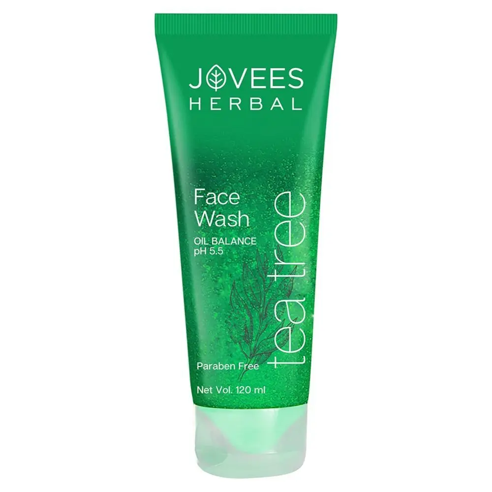 Jovees Herbal Tea Tree Oil Control Face Wash For Women/Men | Treats Acne & Pimples | Clean and Clear skin | For Oily and Sensitive Skin | Paraben and Alcohol Free | 120 ML