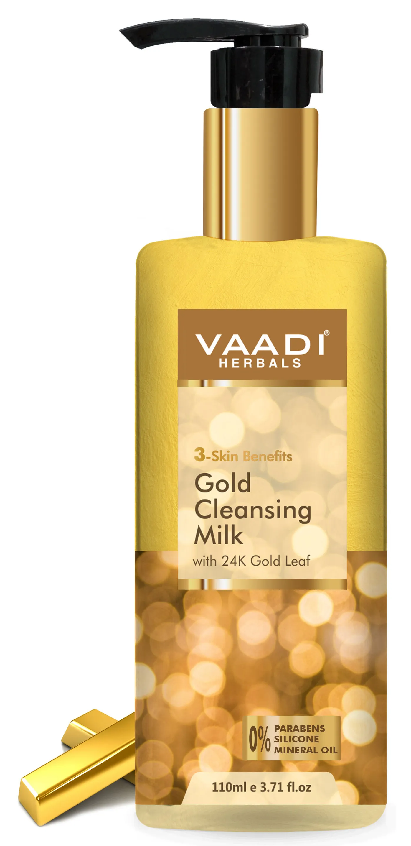 Vaadi Herbals Gold Cleansing Milk With 24k Gold Leaf - 3-skin Benefits