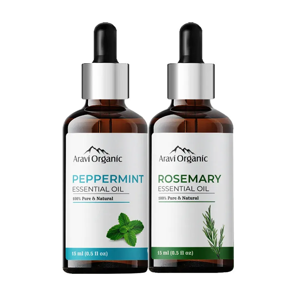 Aravi Organic Rosemary And Peppermint Essential Oil Combo