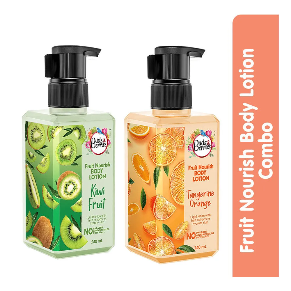 Buds & Berries Fruit Nourish Combo Tangerine Orange Body Lotion + Kiwi Fruit Body Lotion