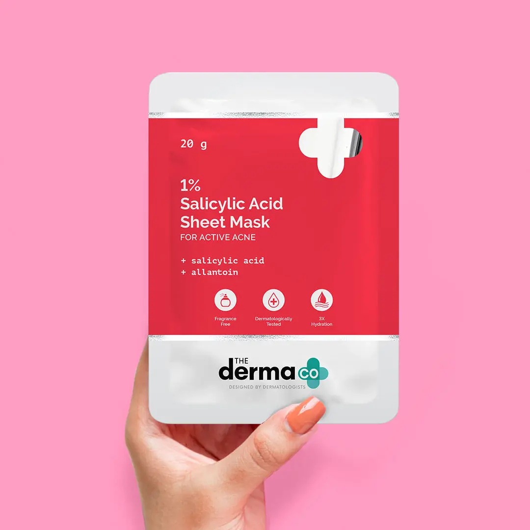 The Derma Co.1% Salicylic Acid Sheet Mask With Salicylic Acid & Allantoin for Acne Prone Skin - 20g