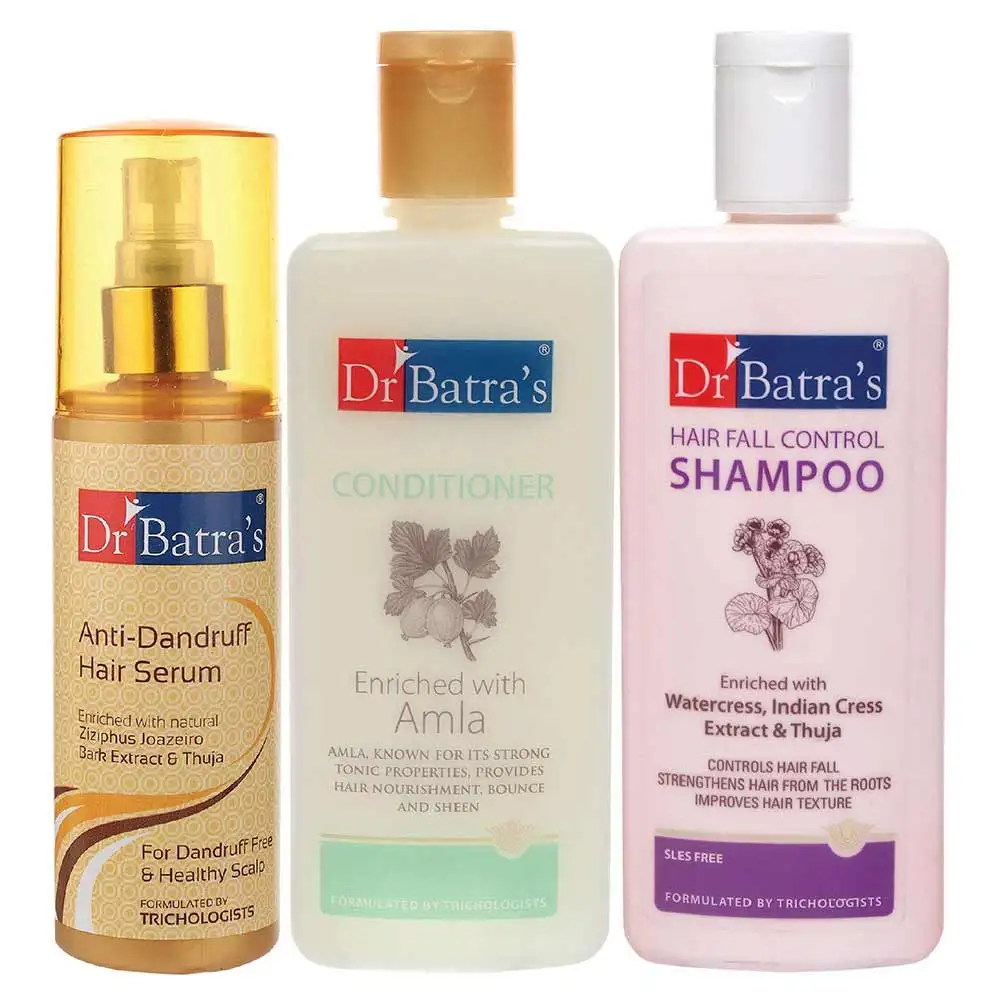 Dr Batra's Anti Dandruff Hair Serum, Conditioner - 200 ml & Hairfall Control Shampoo- 200 ml Combo,  3 Piece(s)/Pack  Hair Care