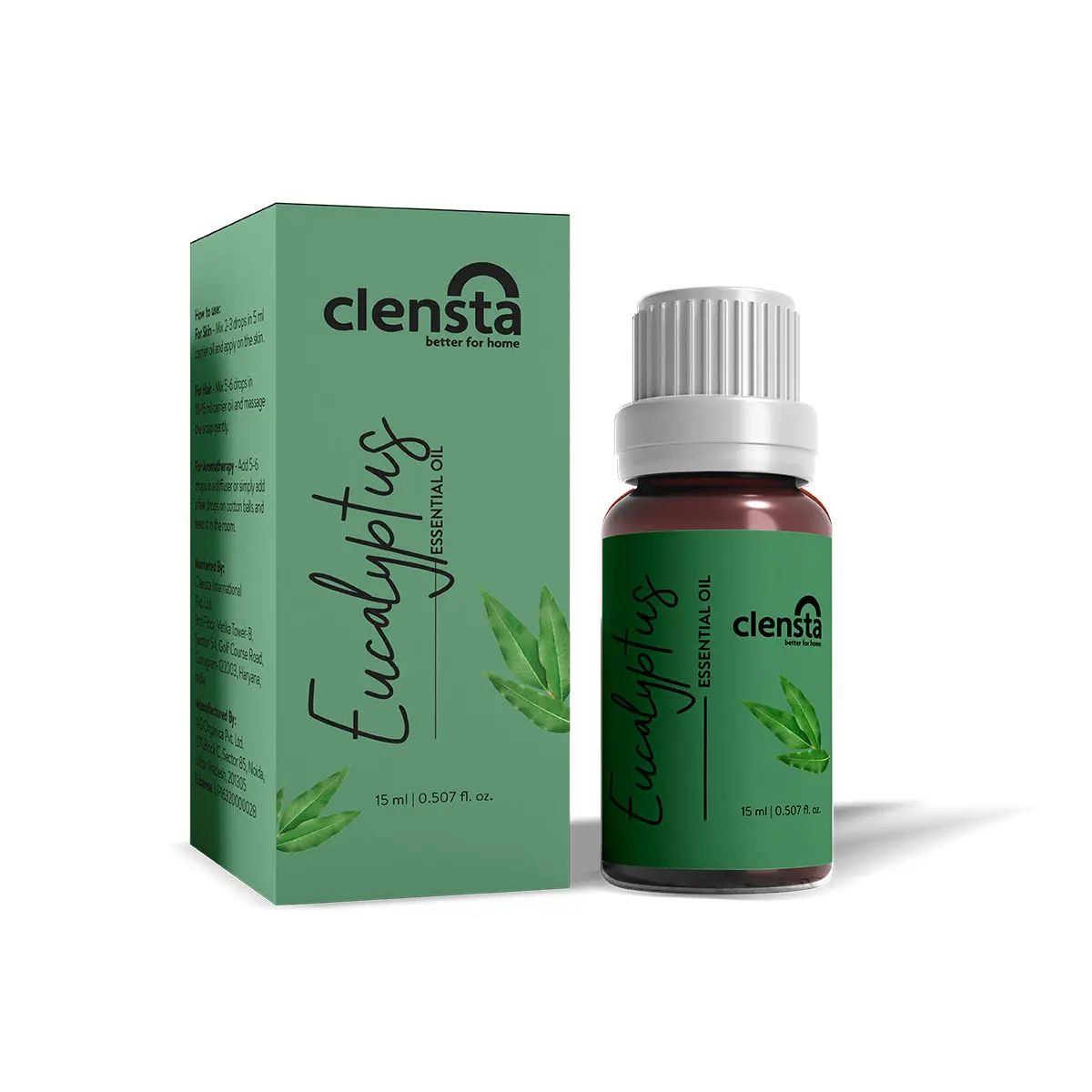 Clensta Eucalyptus Essential Oil for Aromatherapy, Stress Relief, Hair, Skin & Sleep, 15 ml, Suitable For All