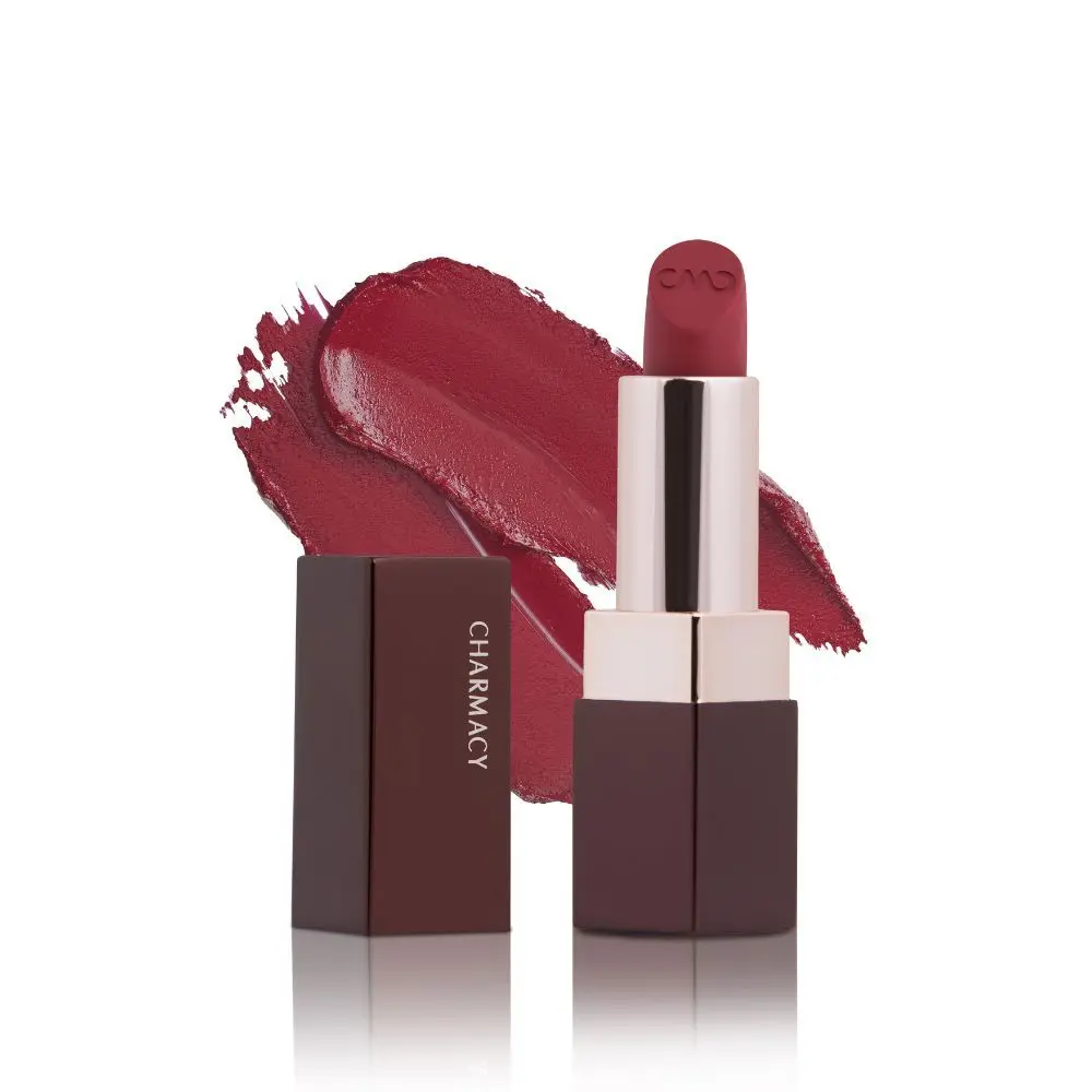 Charmacy Milano Soft Satin Matte Lipstick (Rusty Red) - 3.8g, High Coverage, Single Stoke, Hydrating on Lips, Matte In Texture, Glides Smoothly, Vibrant Colors, Non Toxic, Vegan, Cruelty Free