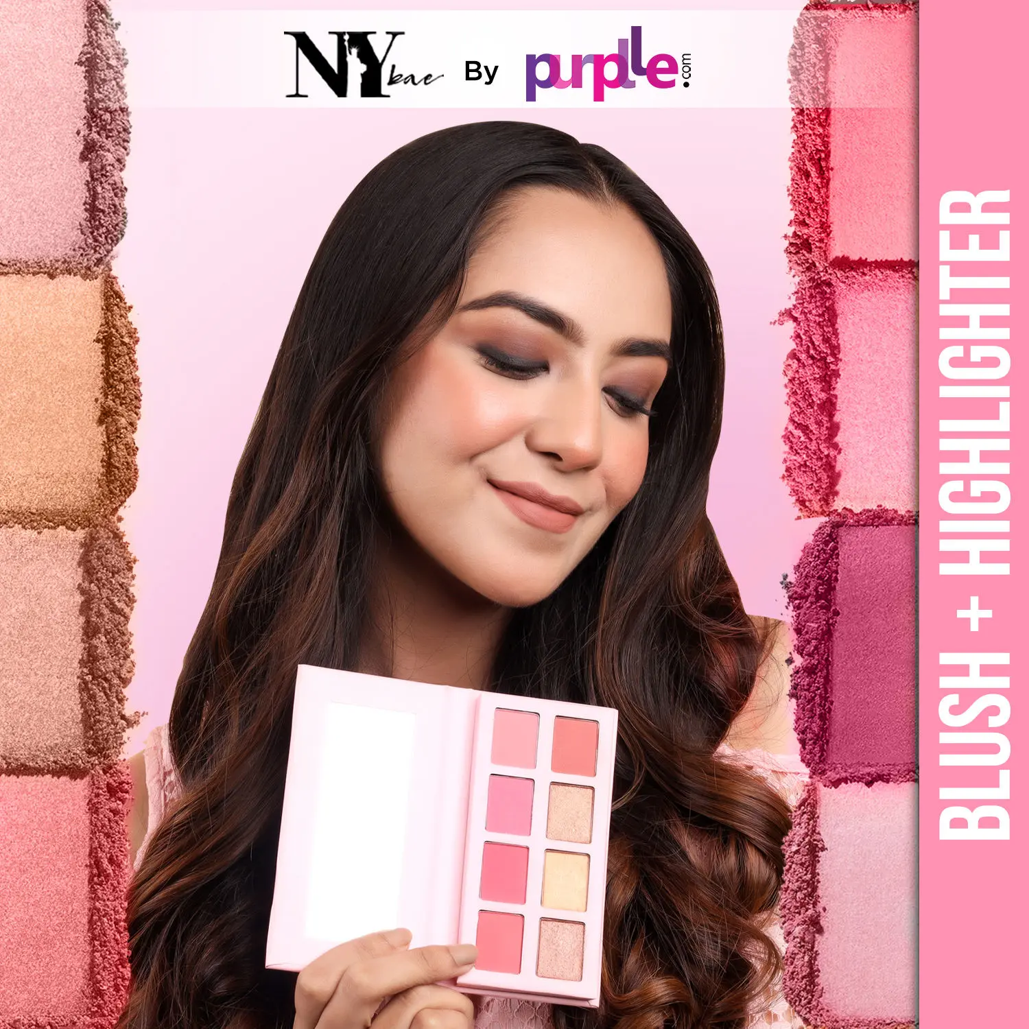 NY Bae Pro Blush + Highlighter Palette - 02 (16 g) | Blendable | 8 In 1 | Matte & Shimmer Shades | Rich Colour | Multipurpose | Travel Friendly