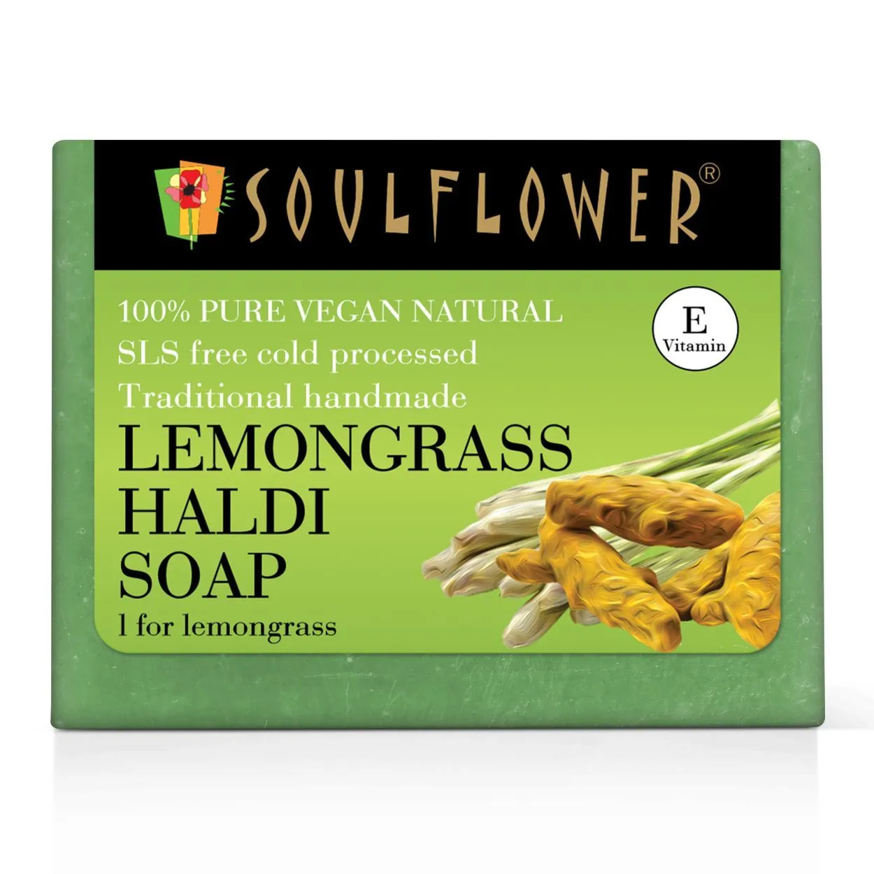 Soulflower Organic Lemongrass Haldi Handmade Bathing Bar Soap, Winter Moisturizer For Men Women